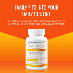 User takes Energysyl at a desk for daily vitality.