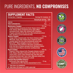 Approved Science Fruits and Veggies goji and acai imagery for antioxidant support.