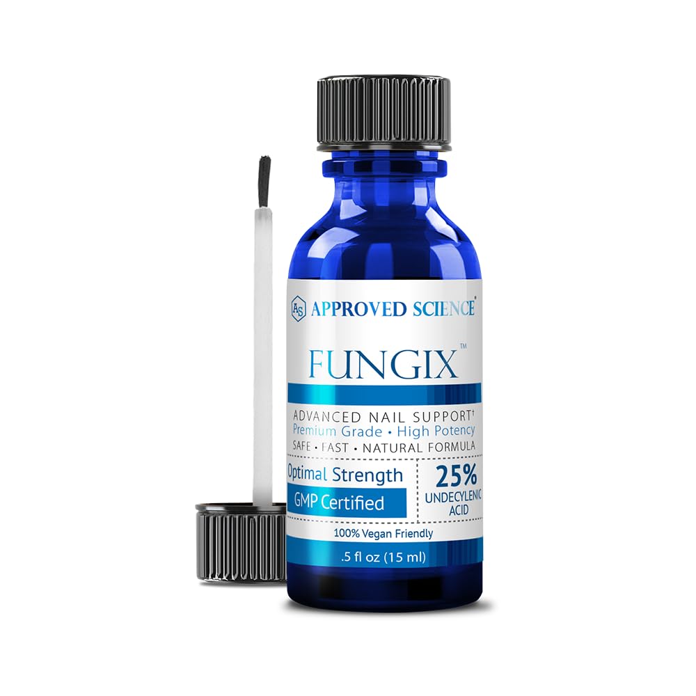 Approved Science Fungix bottle closeup for daily nail care.