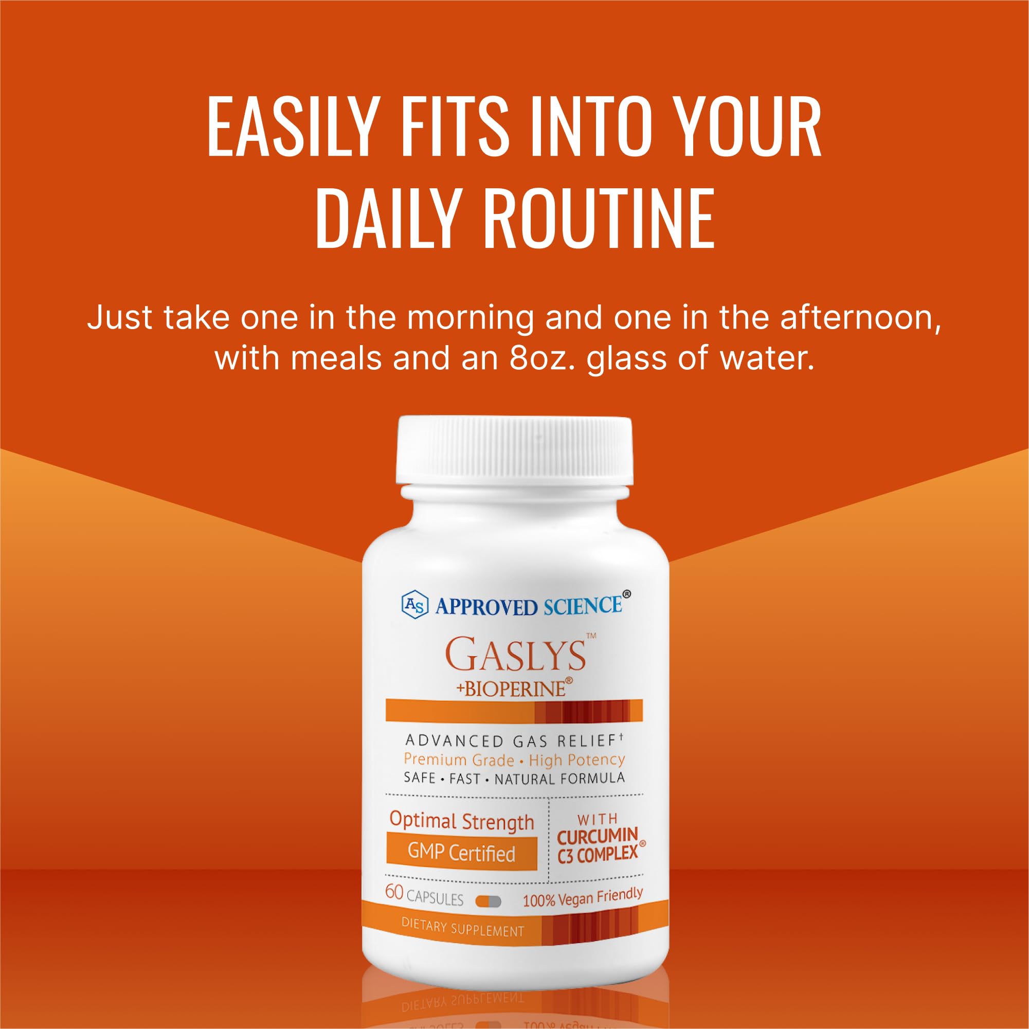 Two-pack Gaslys capsules for convenient daily digestive support