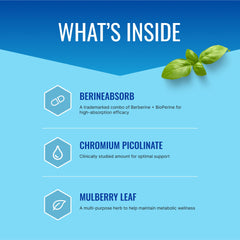 Glucoprin capsules with mulberry and cinnamon—botanicals for balance.