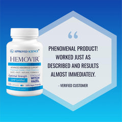 Hemovir capsules inside bottle, illustrating easy daily supplementation