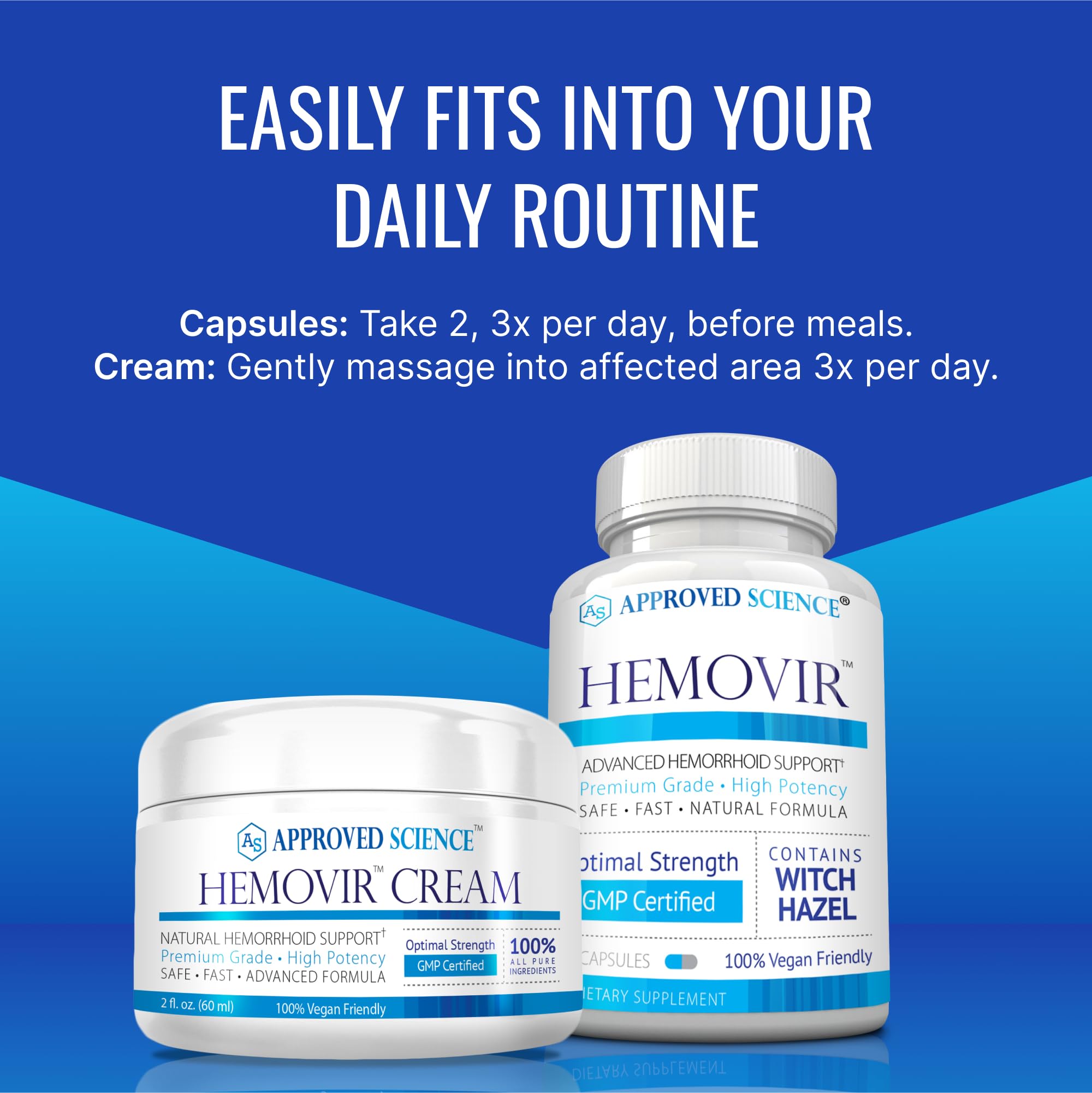 Approved Science Hemovir USA-made packaging emphasizing ethical production.