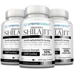 Approved Science Himalayan Shilajit bottle closeup for high potency fulvic acid support