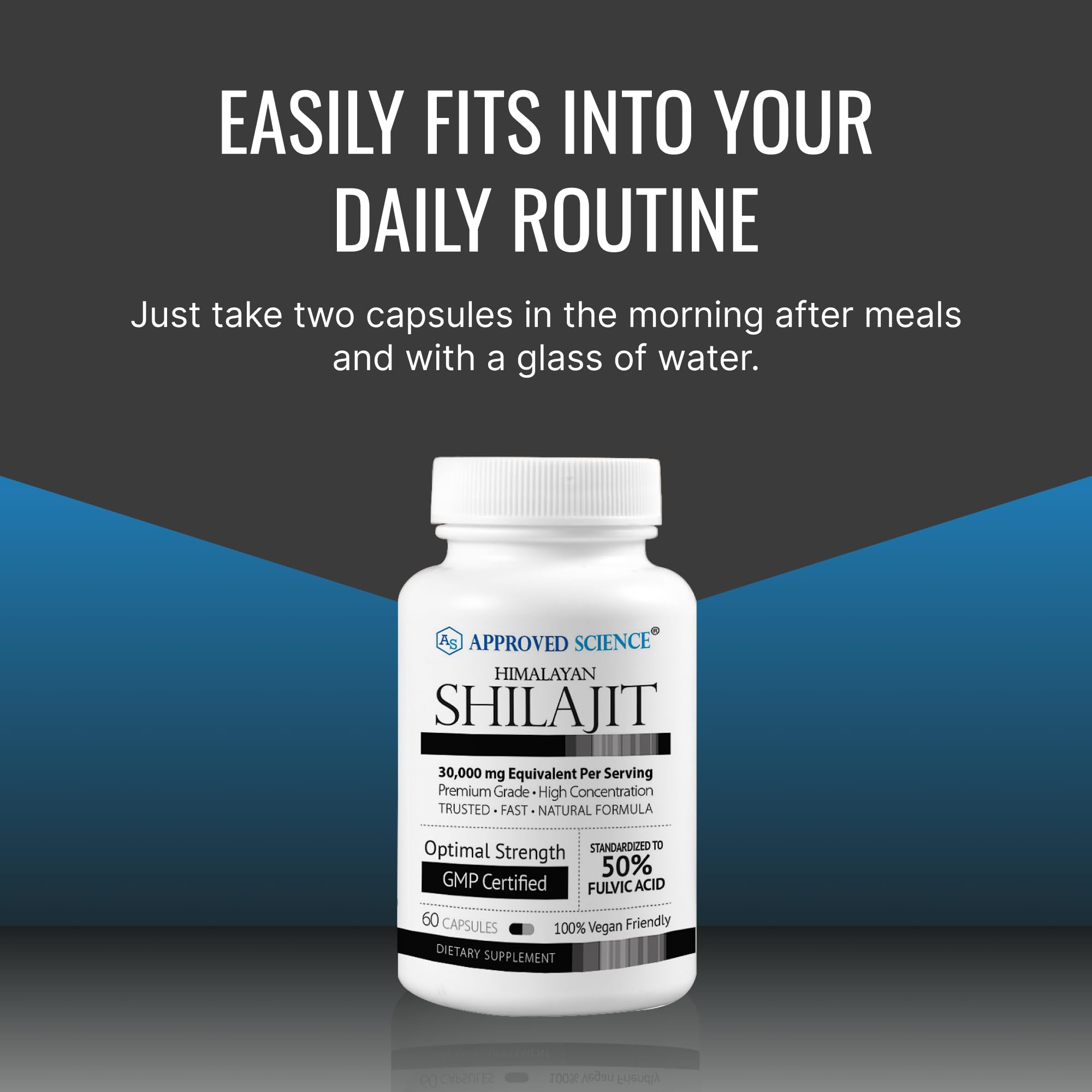 Approved Science Himalayan Shilajit capsules with quick-use tips and potency