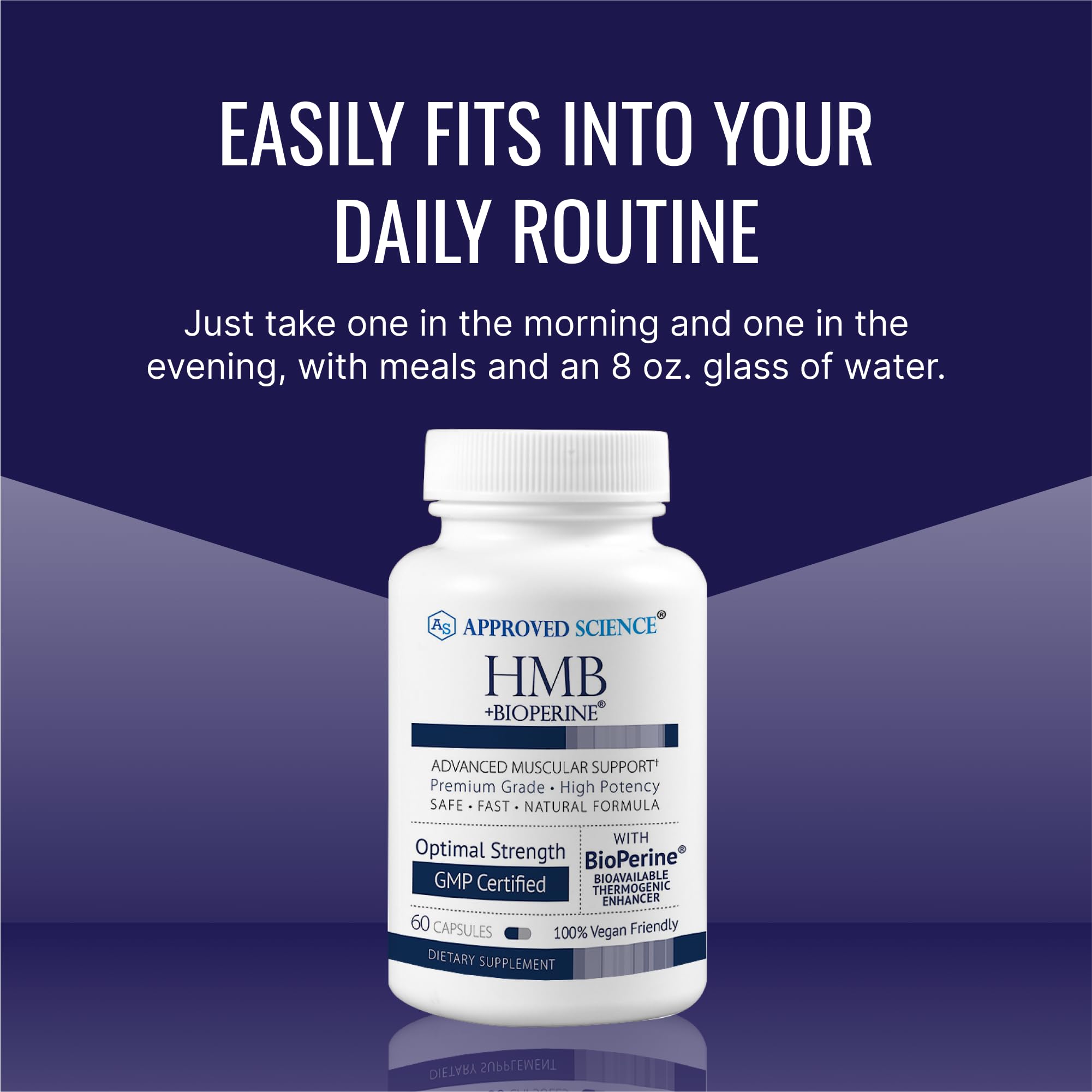 Approved Science HMB-daily-use capsules sit in a gym bag for routines.