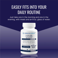 Approved Science HMB-daily-use capsules sit in a gym bag for routines.