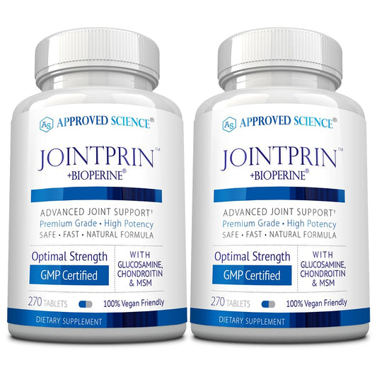 Approved Science Jointprin bottle front view for convenient joint support