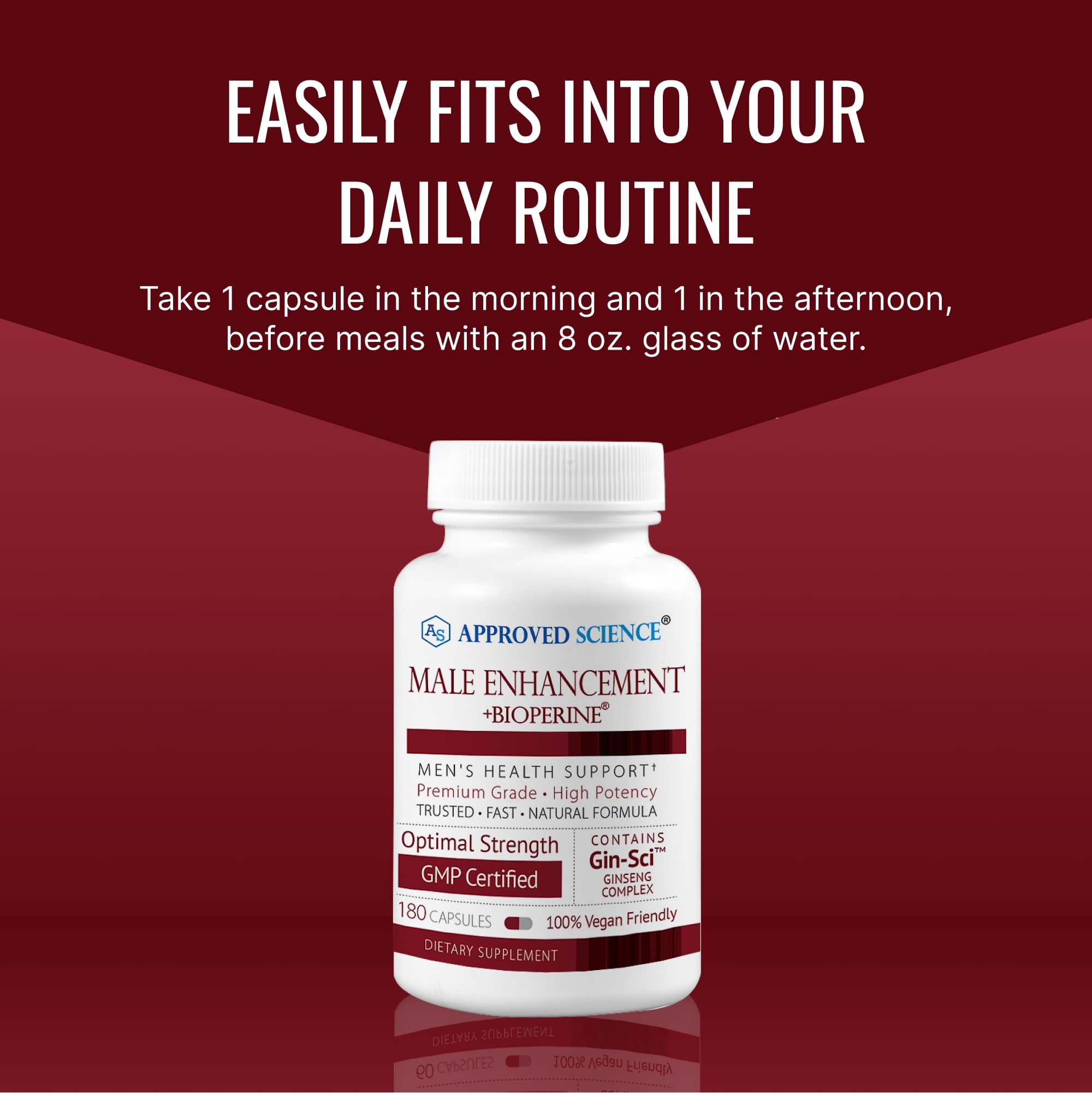Close-up of Approved Science bottle cap and capsules ready for your routine.