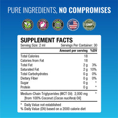 Approved Science MCT Oil daily dose demonstrates a simple 2000 mg serving cue.
