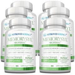 Approved Science MemorySyl bottle front view highlighting vegan memory support for focus