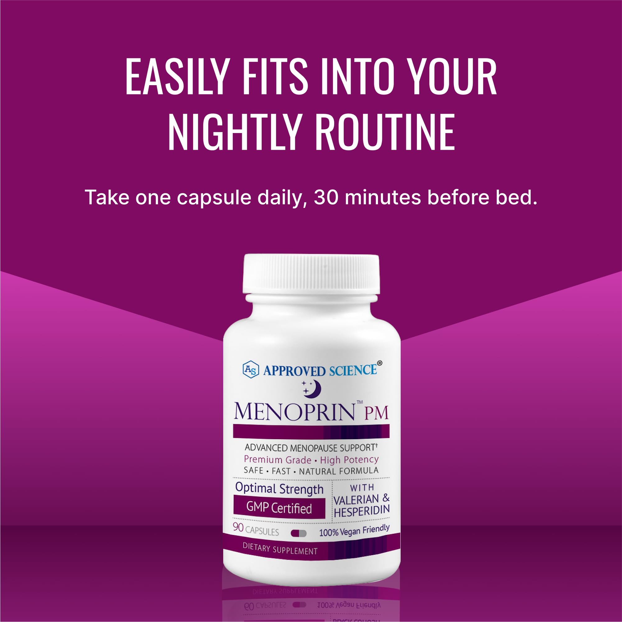 Approved Science Menoprin PM vegan capsules offer GMO-free option.