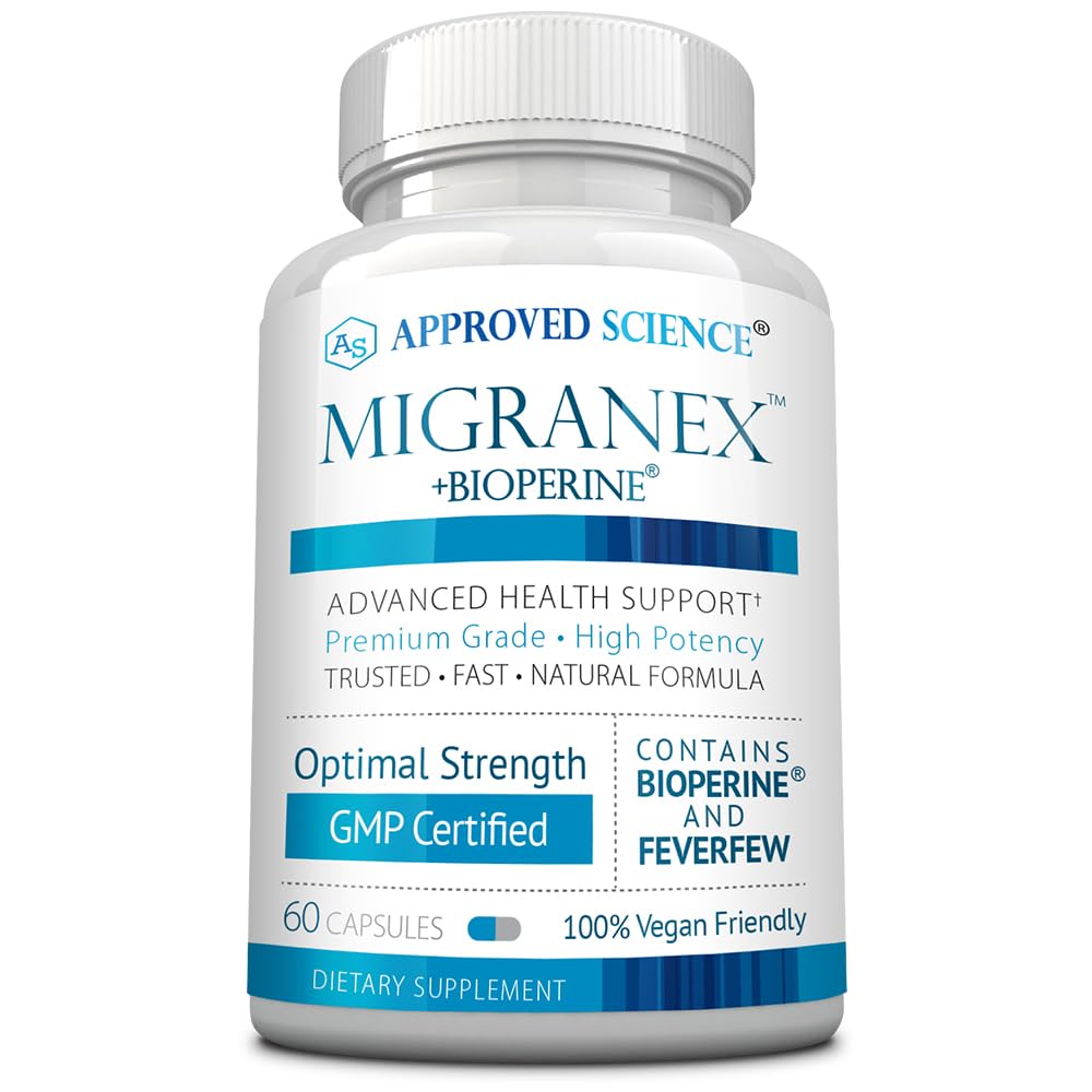 Approved Science Migranex bottle pour showing a convenient daily capsule routine