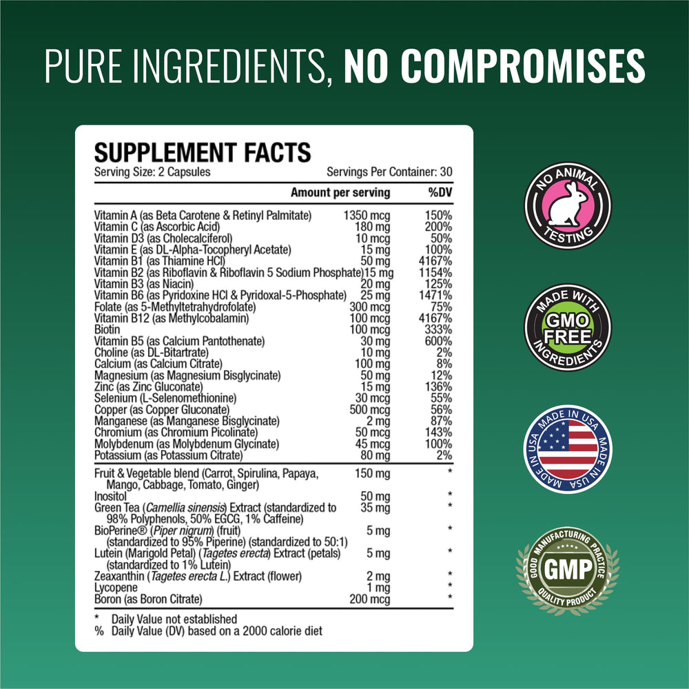 Approved Science Multi-Vitamin front packaging showcasing six-month supply.