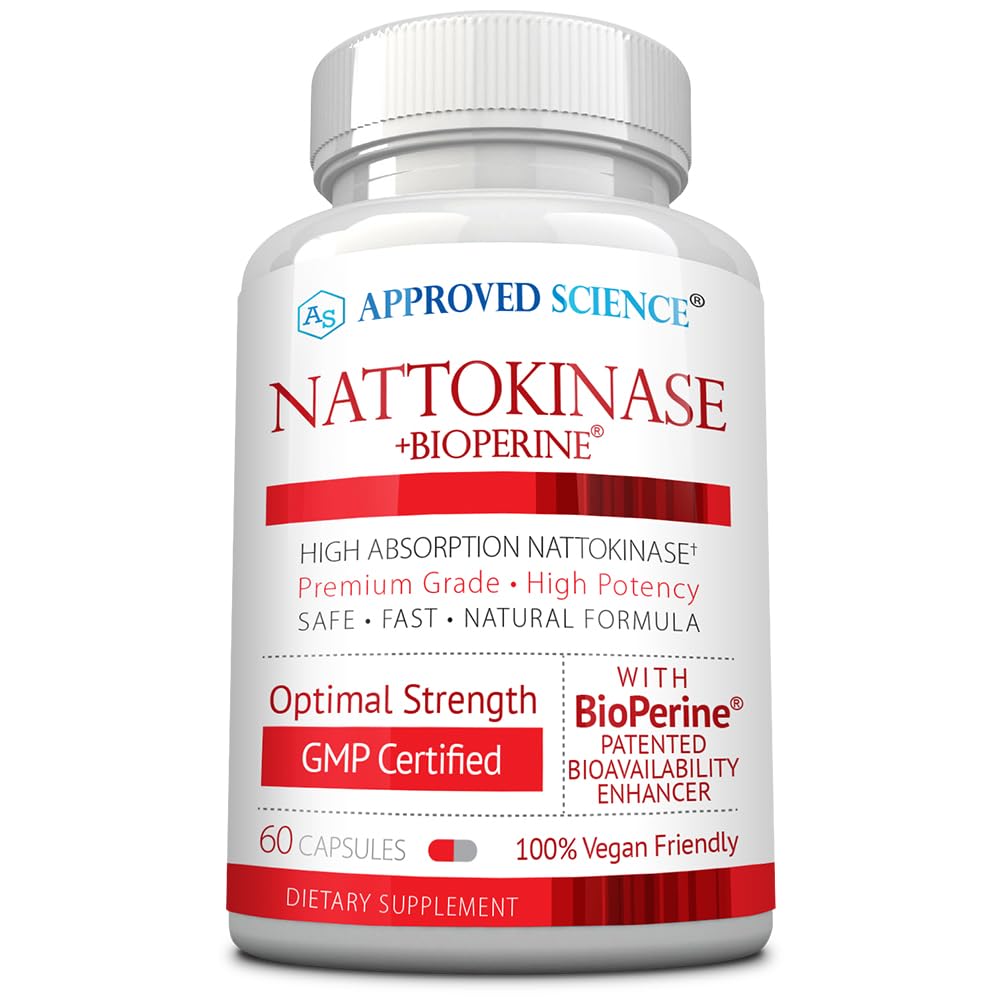 Approved Science Nattokinase bottle front highlighting 4000 FU per serving for potential support.