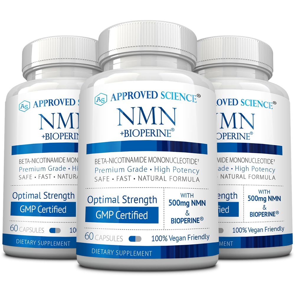 Approved Science NMN 500mg bottle supports daily energy.