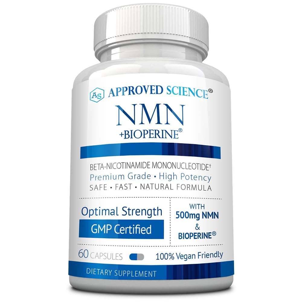Approved Science NMN 500mg bottle showing stability and energy support potential