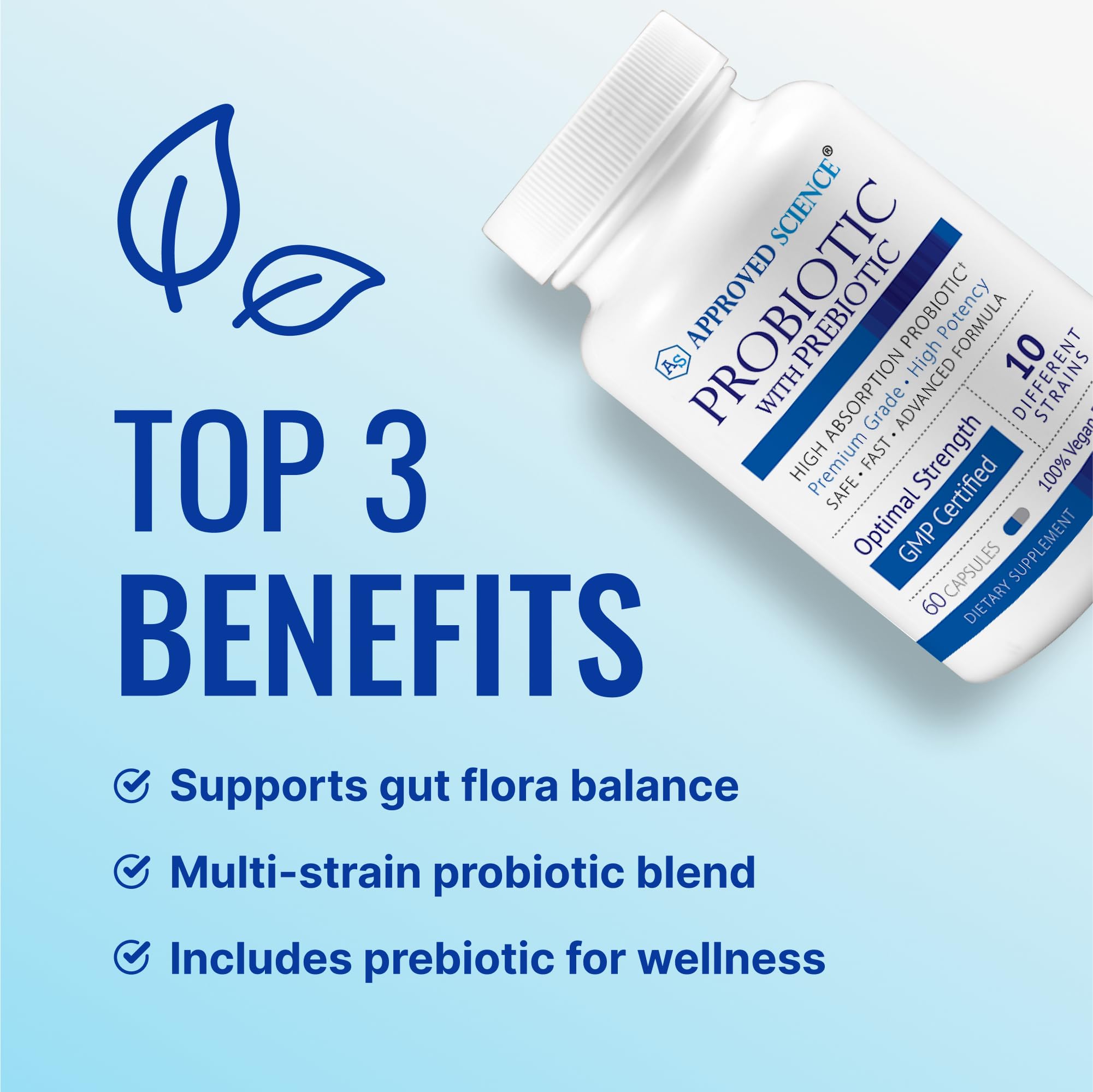 Approved Science Probiotic label closeup highlighting Pro-Sci blend and multi-strain formula
