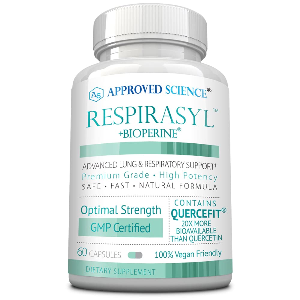 Approved Science Respirasyl bottle front, USA-made lung support supplement for daily respiratory wellness.