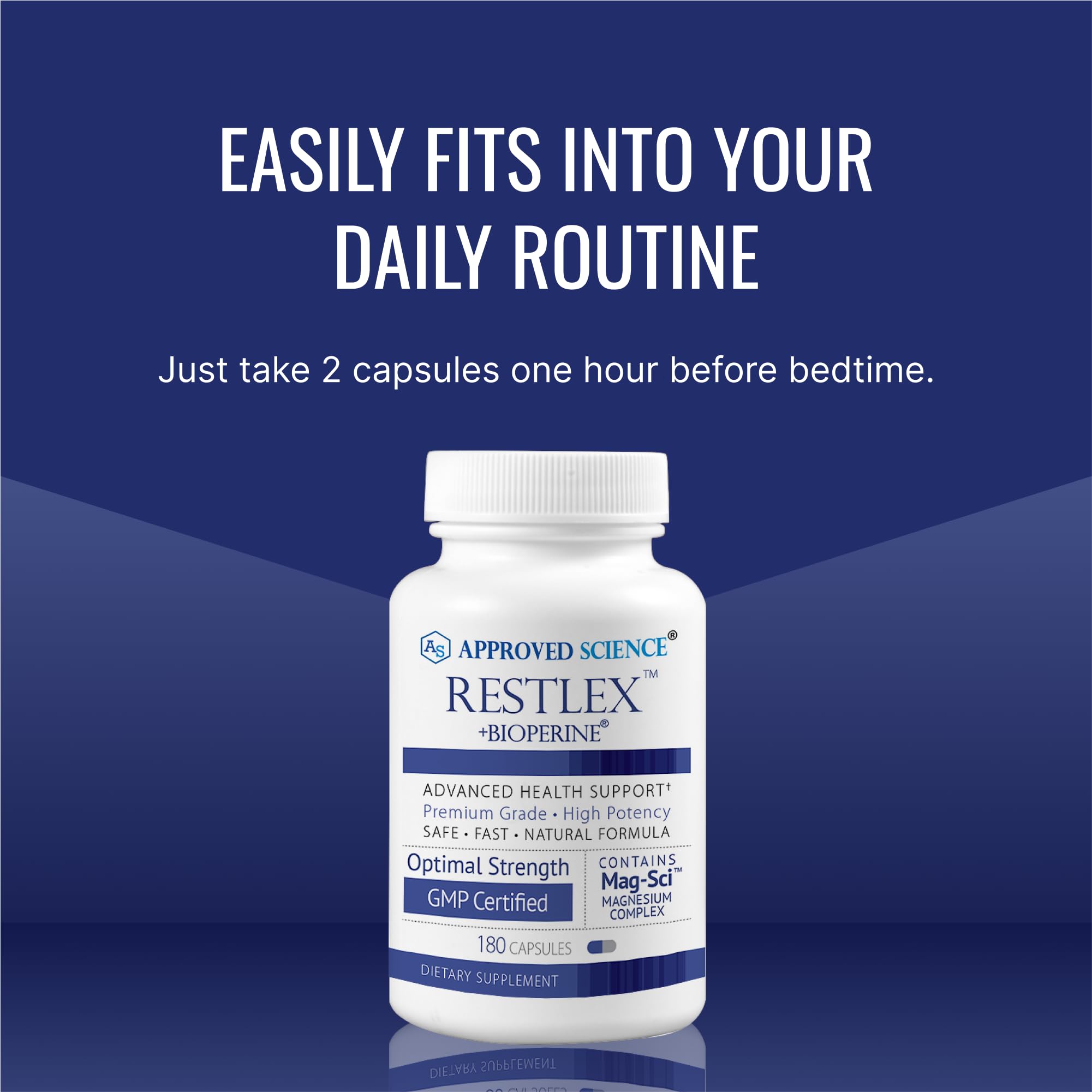 Approved Science Restlex packaging box conveys third-party tested quality and GMP adherence.