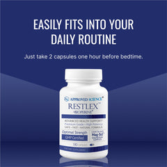 Approved Science Restlex packaging box conveys third-party tested quality and GMP adherence.