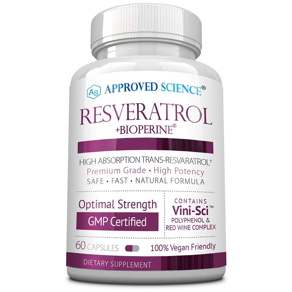 Approved Science Resveratrol bottle front showing high-potency formula.