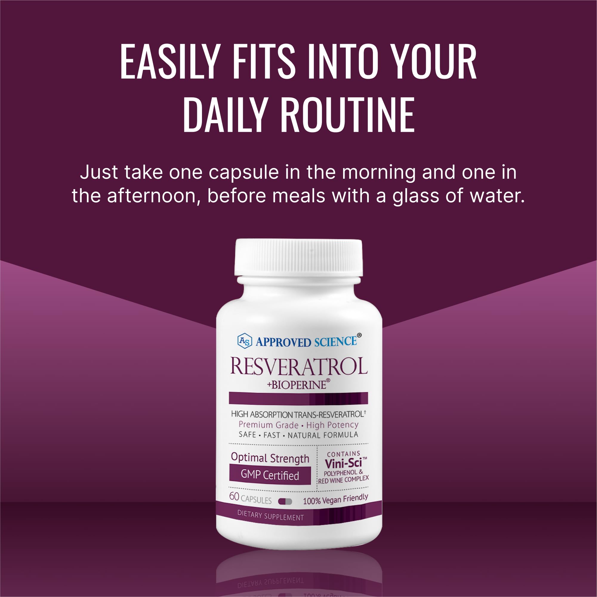 Approved Science Resveratrol packaging designed for convenient storage.