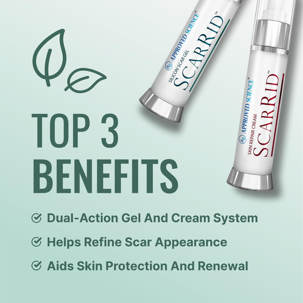 Scarrid gel being applied to skin for daily scar care routine.