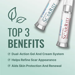 Scarrid gel being applied to skin for daily scar care routine.