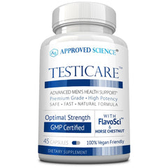 Approved Science TestiCare bottle front showing capsule form for vein support.
