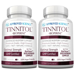 Approved Science Tinnitol bottle front view supports tinnitus management in daily life.