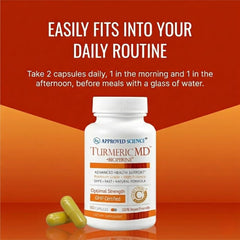 Approved Science Turmeric MD vegan capsules with no artificial colors.