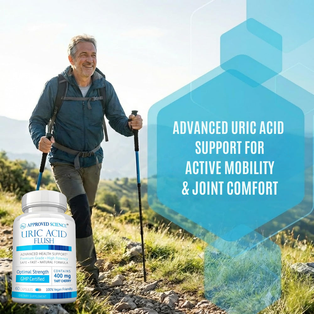 Approved Science Uric Acid Flush bottle back label highlights quality and third-party testing
