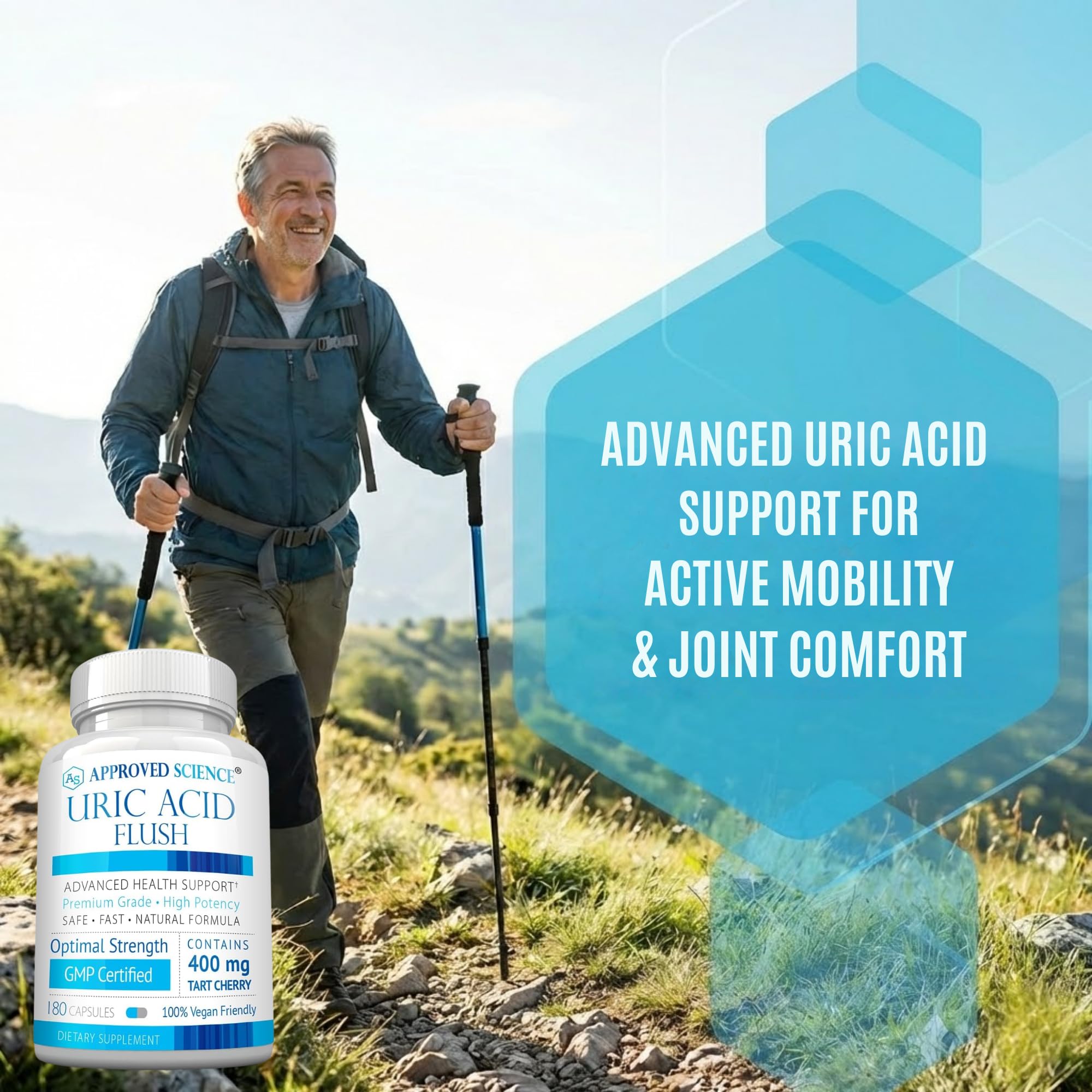 Approved Science Uric Acid Flush turmeric capsules highlighting joint support potential
