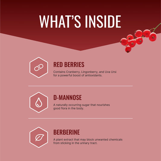 Uritrac capsules close-up highlighting cranberry and D-Mannose blend for urinary wellness.