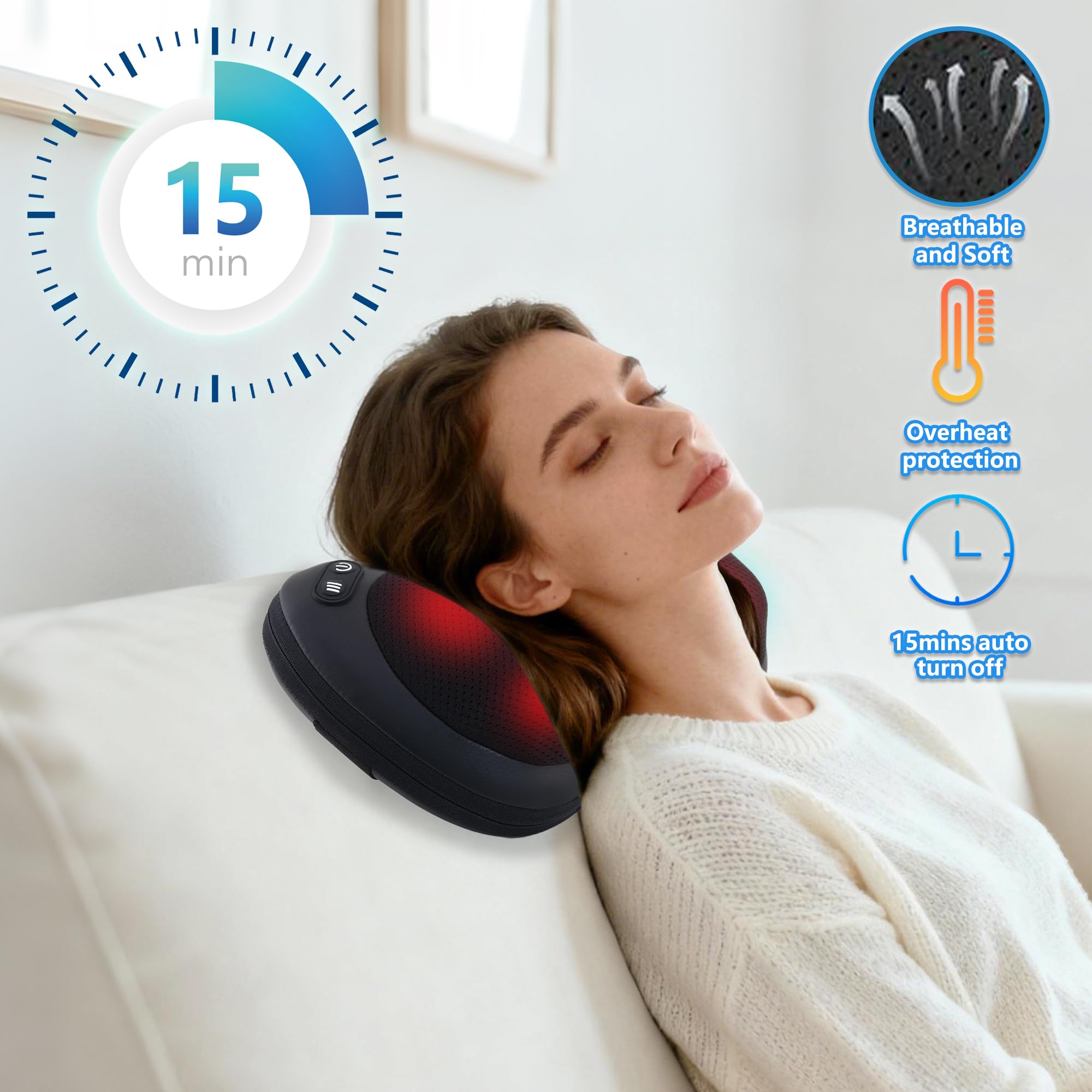 APXPF back massager with heat function delivering soothing warmth