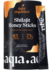 Aqia Organics Shilajit Honey Stick bottle pour for natural energy boost