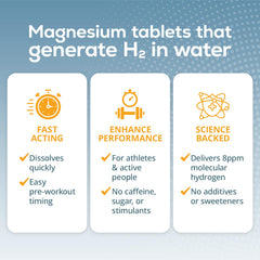Close-up of TruH2 tablet dropping into 500 ml water for 8 ppm hydrogen.