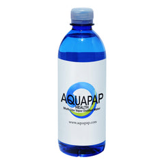 Aquapap vapor-distilled water bottle highlights clean-water benefit.