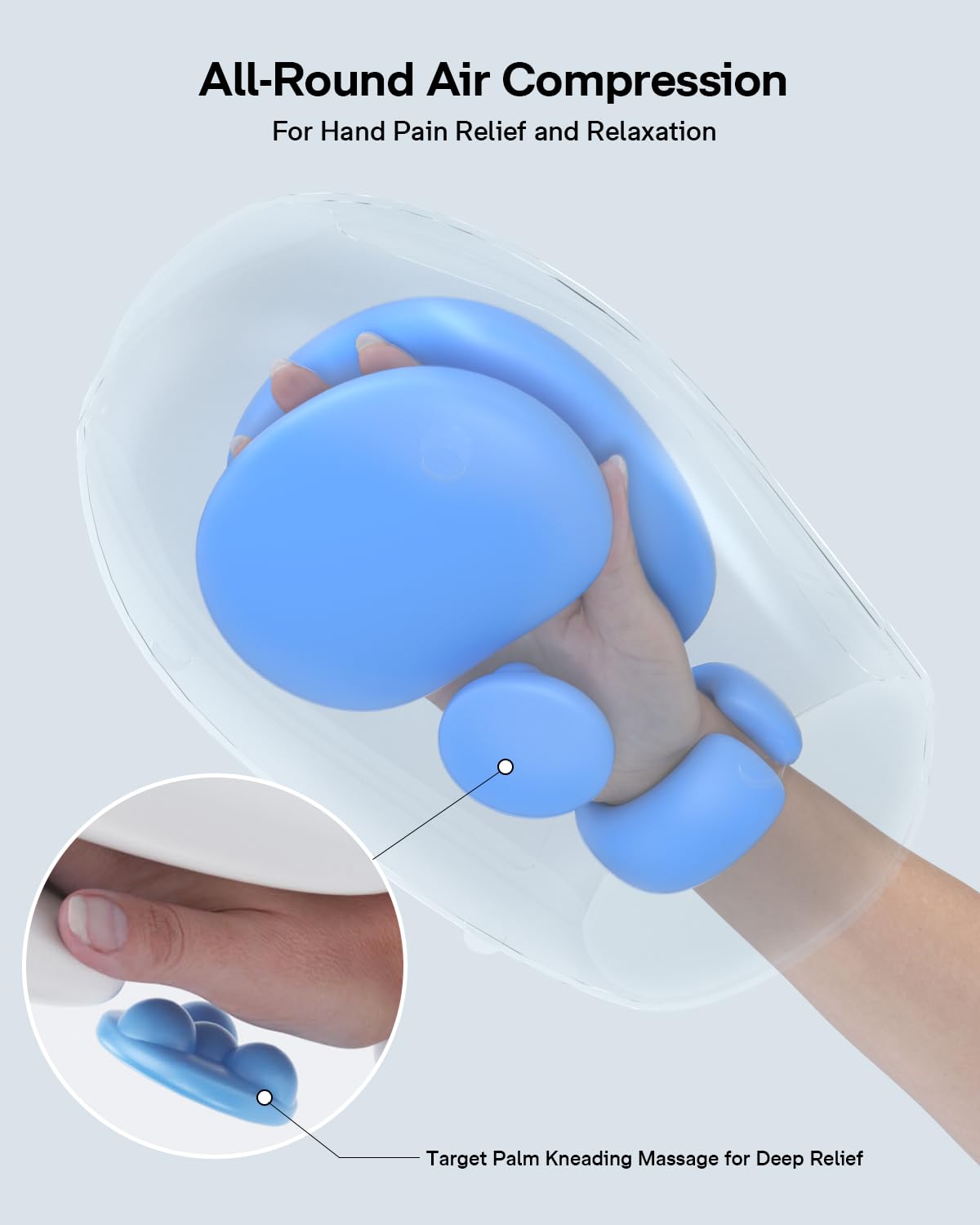 Arace palm kneading rollers provide targeted massage to ease hand tension.