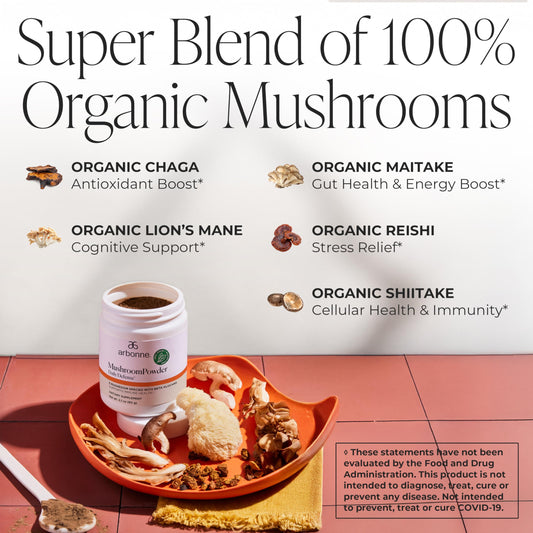 Arbonne Daily Defense scoop on counter for easy daily wellness boost.