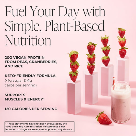 Arbonne FeelFit scoop highlighting easy mixing for quick shakes.