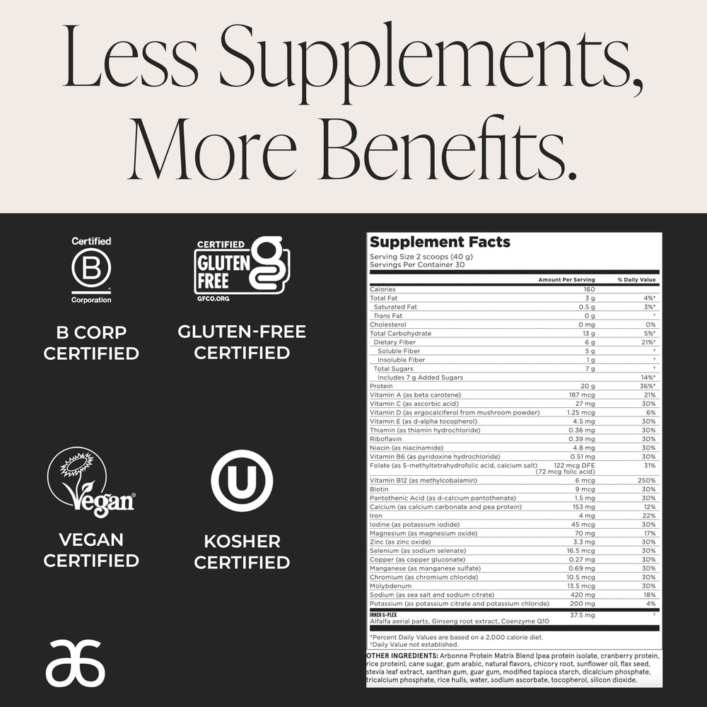 Arbonne Feelfit Vanilla plant-based blend supports energy and muscle health.