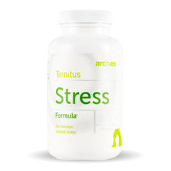 Arches Tinnitus Stress Formula bottle with high-potency B-Complex capsules for daily stress support