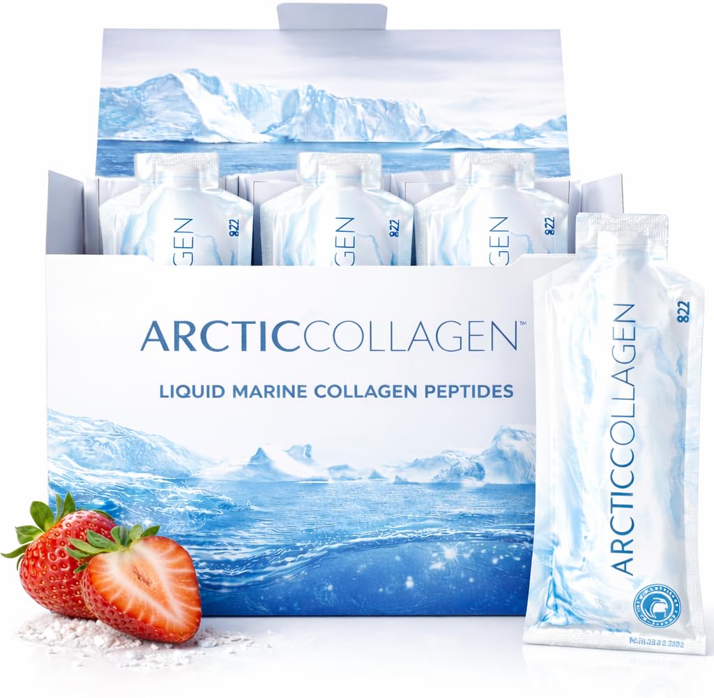 ARCTICCOLLAGEN strawberry liquid sachets pack for on-the-go hydration and daily collagen support.