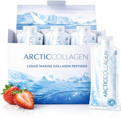 ARCTICCOLLAGEN strawberry liquid sachets pack for on-the-go hydration and daily collagen support.