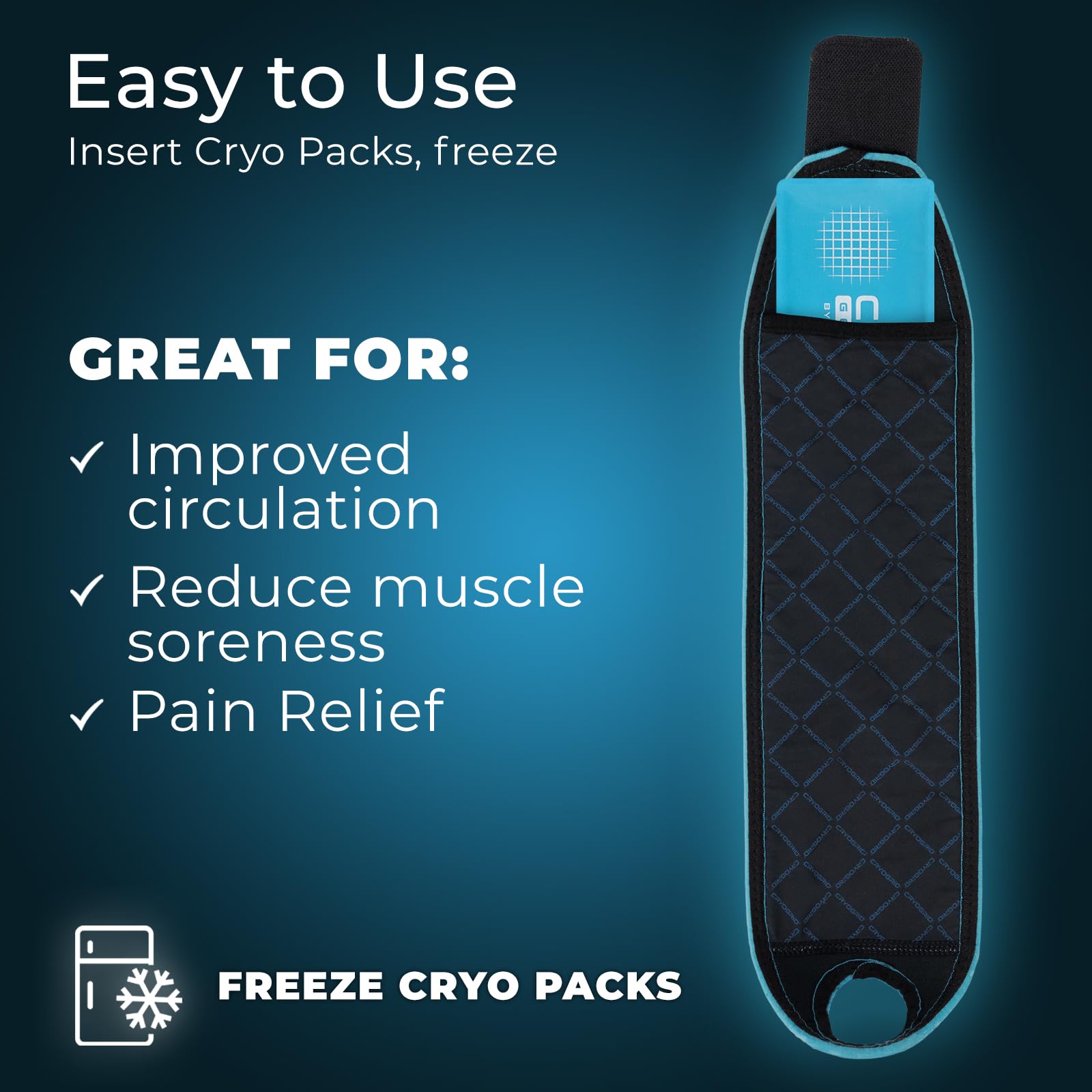 Arctic Flex Cryogrid wrist wrap secure-strap ensures stable placement during activity