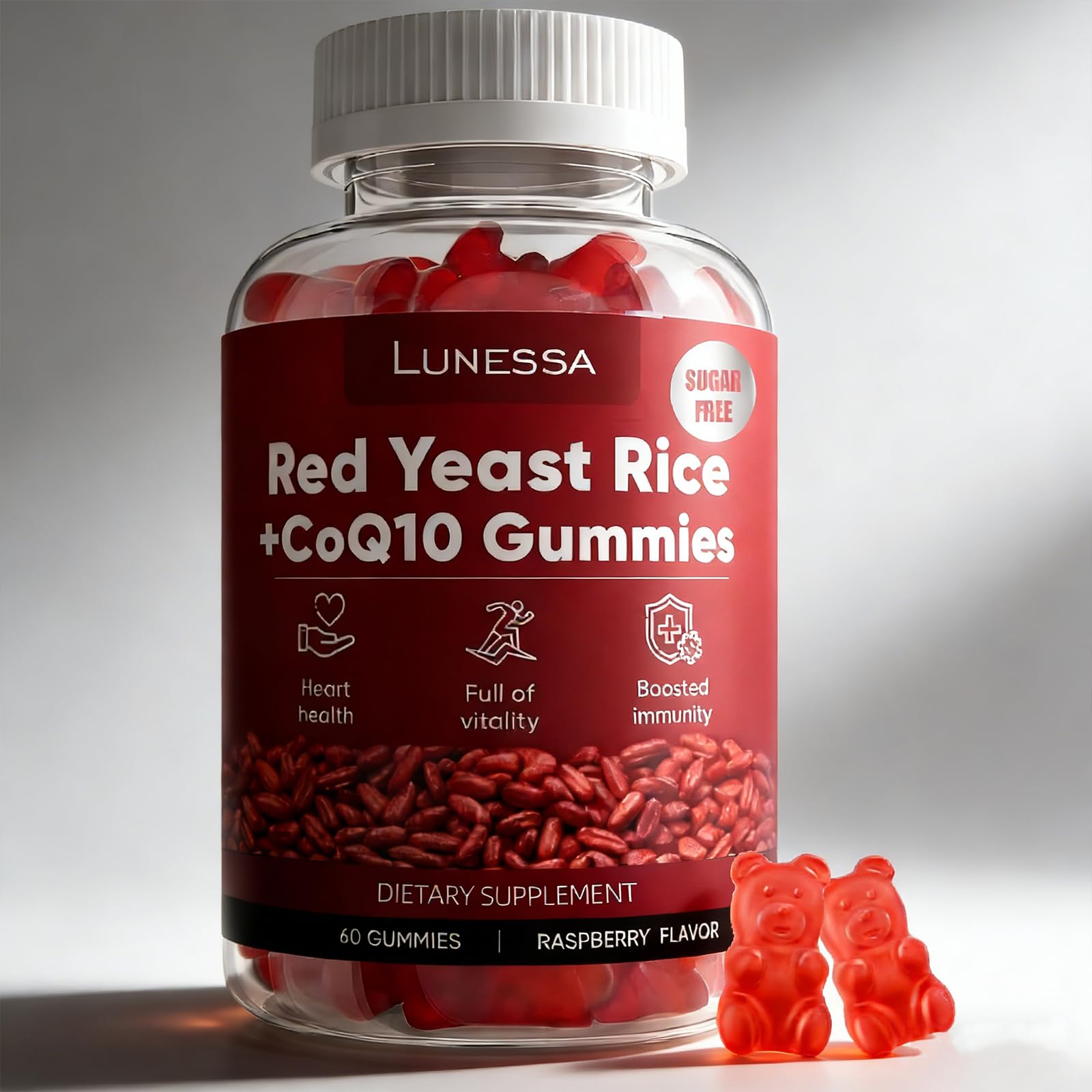 Ardocme Lunessa vegan non-GMO badge on packaging promoting pure nutrition.