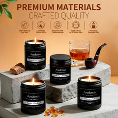Aredenua candle suited for living rooms, offices, or man caves.