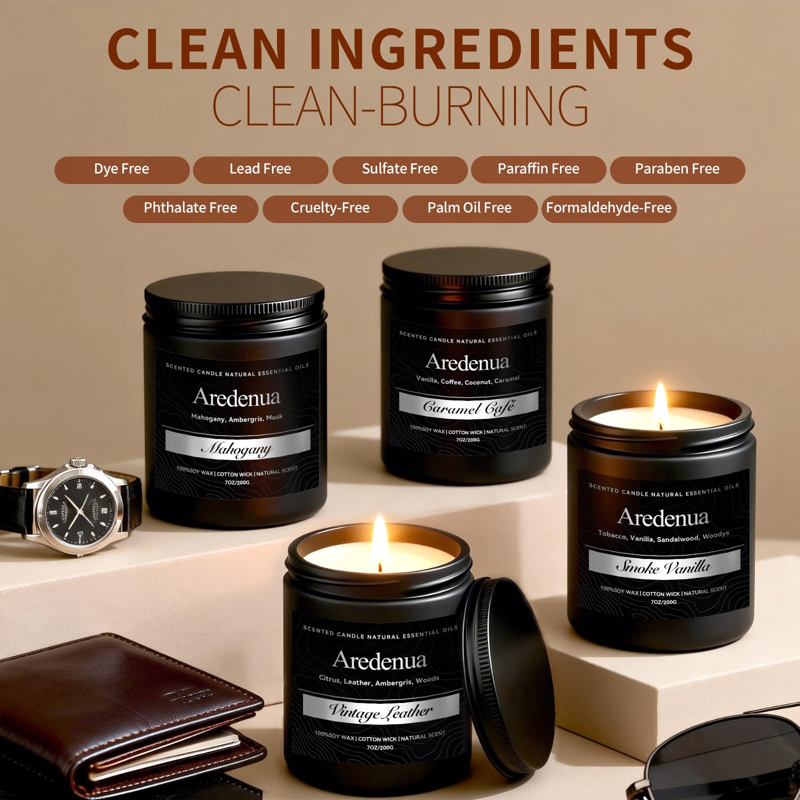 Aredenua caramel coffee candle set jar for cozy evenings at home